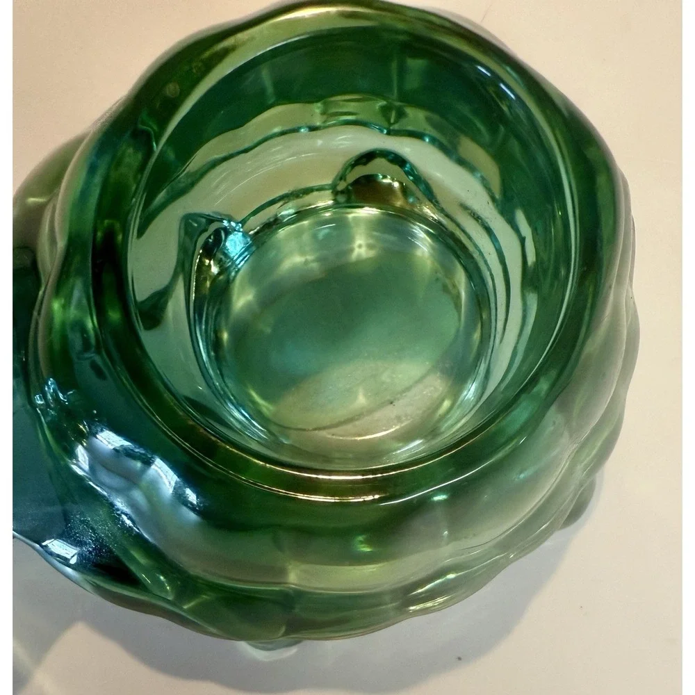 Vintage Turtle Votive Candle Holder, Indiana Glass Heavy Spanish Green Glass USA